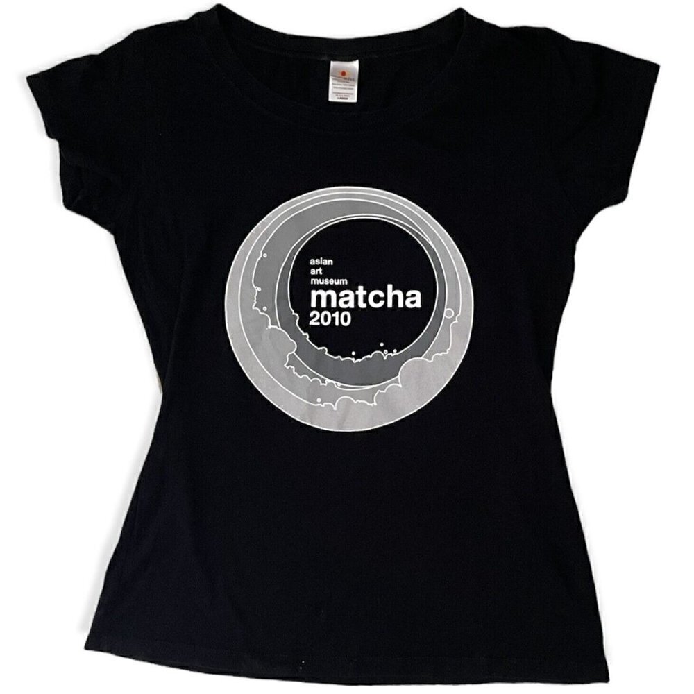 Y2K Asian Art Museum Matcha 2010 Graphic Short Sleeve Black T Shirt Women’s L